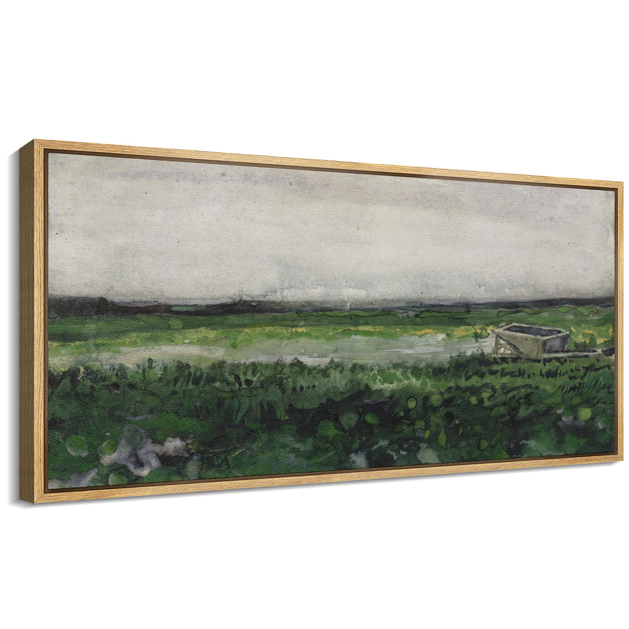 IDEA4WALL Rustic Countryside The Lone Cabin A Pastoral Landscape Framed